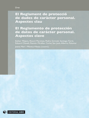 cover image of El Reglament de protecció de dades de caràcter personal / El Reglamento de protección de datos de carácter personal